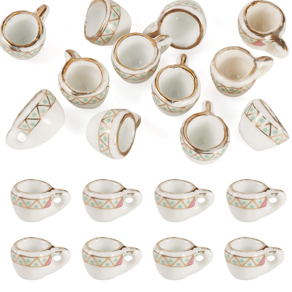 5472 12 Pcs Tea Cups Charm Set Mini 3D Coffee Cup Drink Mug Charms Ceramics